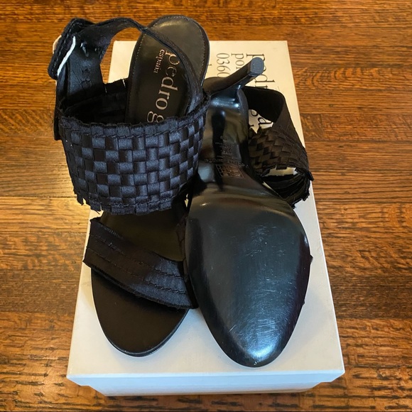Pedro Garcia Black Satin Textile Heels Size 9 - Picture 2 of 9